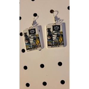 Death tarot card earrings